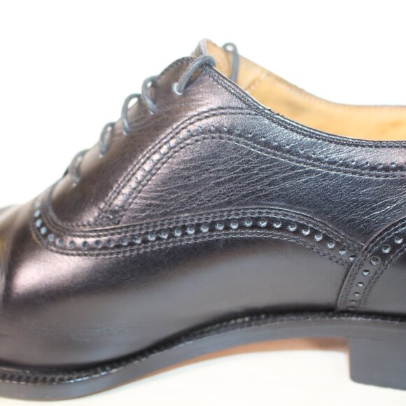 Carlo Bichi Firenze Men’s Black Leather Cap Toe Oxford Shoes Made in Italy
